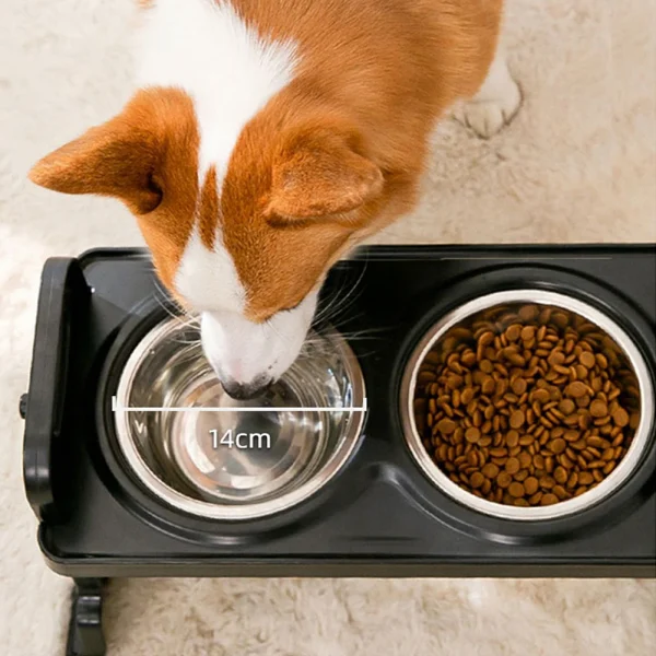 3-Level Adjustable Elevated Dog Feeder with 2 Stainless Steel Bowls