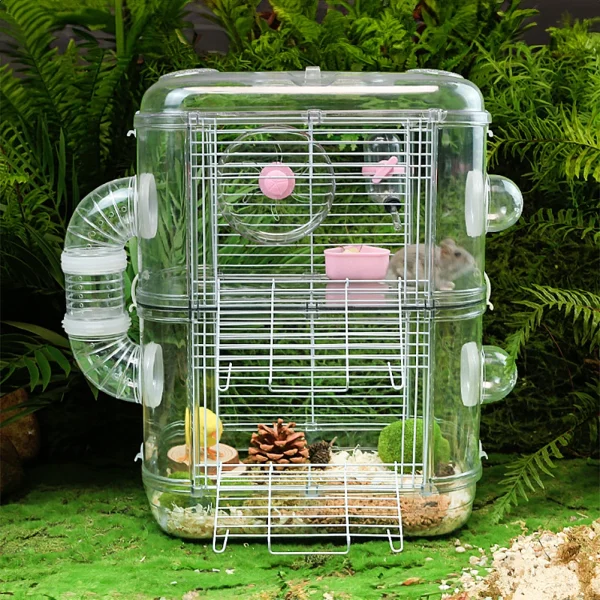Tieker portable transparent hamster cage