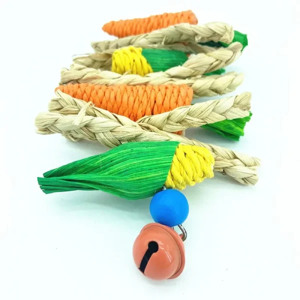 1pc Handmade Woven Vine, Carrot & Corn Shaped Chew Toy for Small Pets (hamster, Rabbit, Bird, Parrot, Etc.)