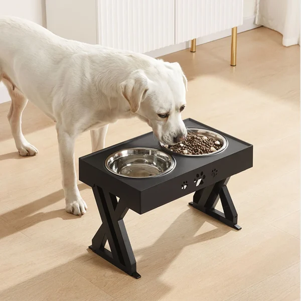 Dog Feeder with 2 Stainless Steel Bowls 3-level Adjustable Height
