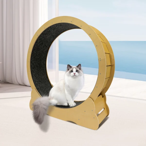 WoodExercise Wheel Sisal Silent Running Cat Toy, Fitness Roller Load 5-7.5kg