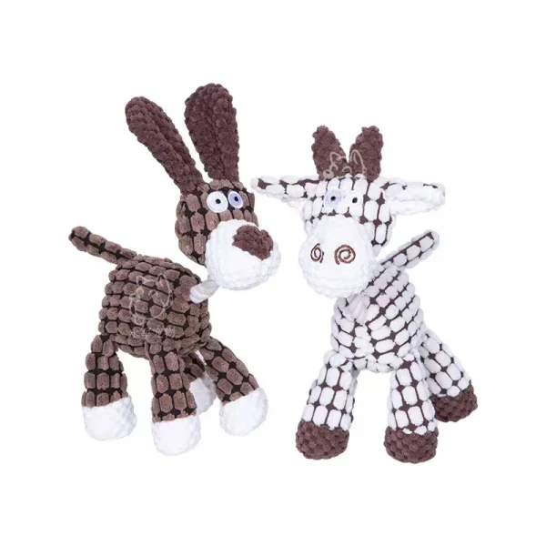 Plush Dog Toy Animals Shape Bite Resistant Squeaky Toys Corduroy Dog Toys for Small Large Dogs Puppy Pets Training Accessories