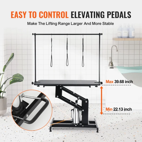 VEVOR 43" Hydraulic Pet Grooming Table 400LBS Height Adjustable