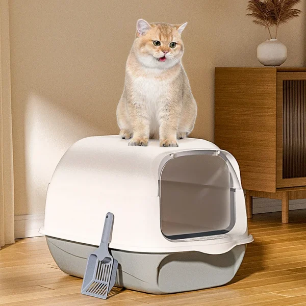 Voltsify Detachable Cat Litter Box with 180° Flip-Top & Scoop & Deodorant