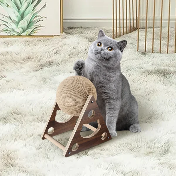 Tieker Solid Wood Cat Scratching Ball 360° Rotatable
