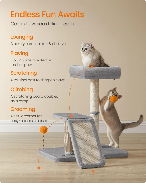 Feandrea Multifunctional Cat Scratcher with Rotatable Scratching Ramp