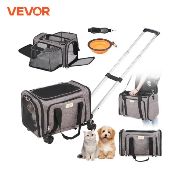 VEVOR Pet Carrier Breathable Outgoing Carry Backpack with Telescopic Handle