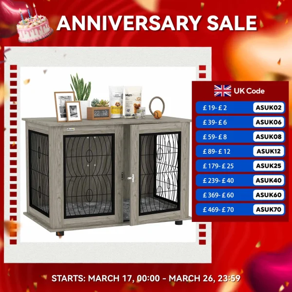 Dog Crate Furniture, End Table for Large Dogs w/ Cushion