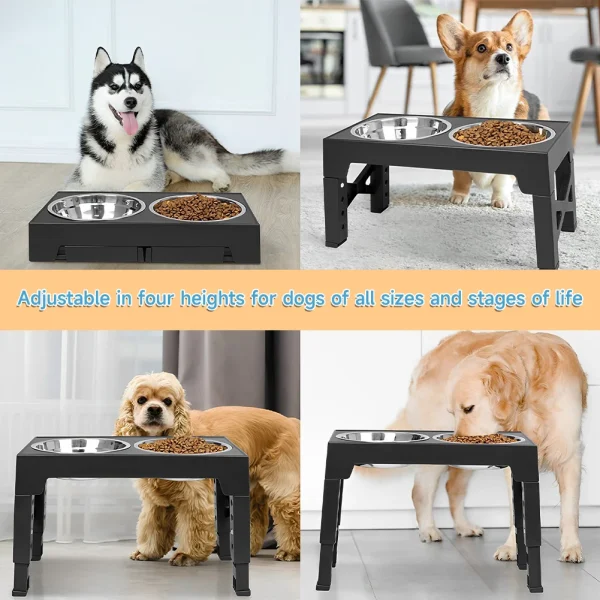 5-Level Adjustable Elevated Dog Feeder with 2 Bowls