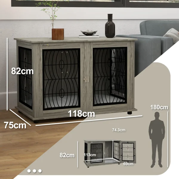 Dog Crate Furniture, End Table for Large Dogs w/ Cushion