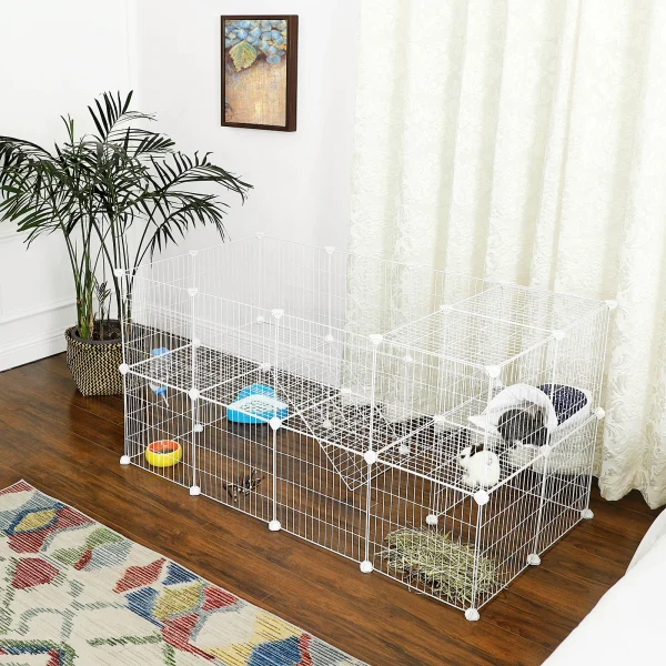 SONGMICS 2-Floor Metal Pet Playpen, 36 Grid Panels