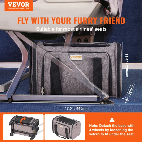 VEVOR Pet Carrier Breathable Outgoing Carry Backpack with Telescopic Handle