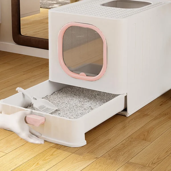 Enclosed Foldable Cat Litter Box with Top-Entry