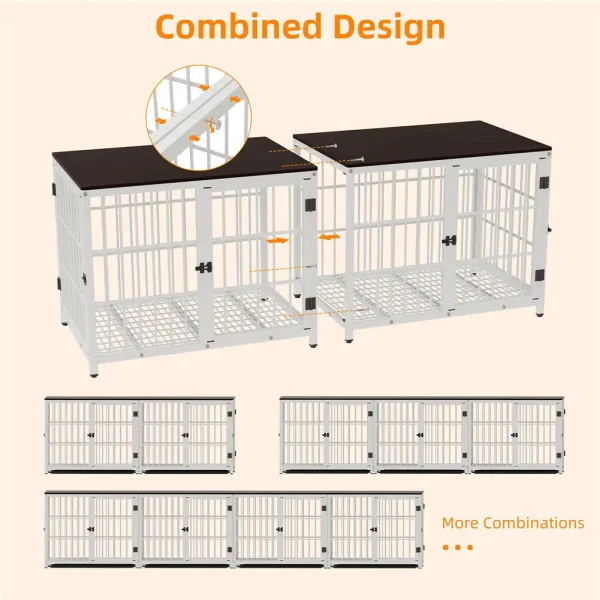 Metal Wooden Dog Kennels with Three Doors and Removable Tray