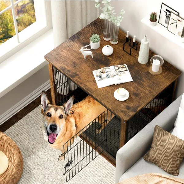 Spacious Dog Cage Furniture End Table