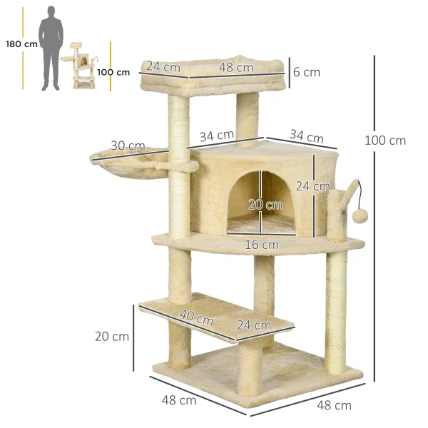 PawHut Cat Tree Tower Climbing Activity Centre