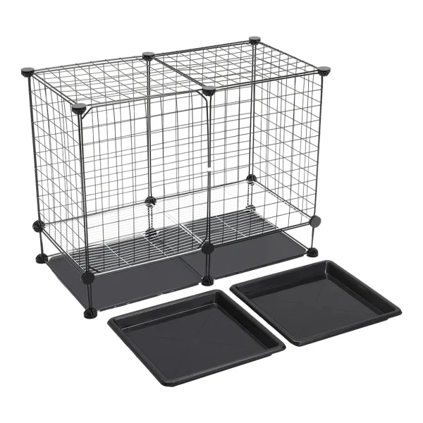 Black Iron Dog Cage with Removable Tray