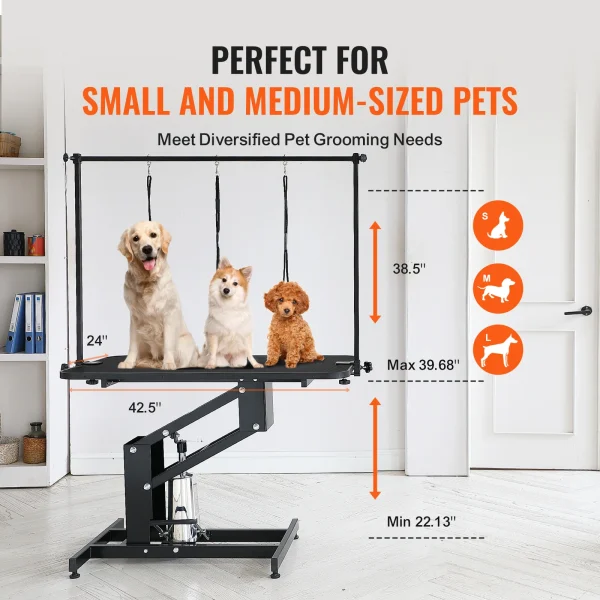 VEVOR 43" Hydraulic Pet Grooming Table 400LBS Height Adjustable