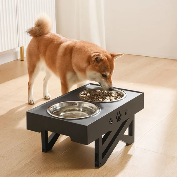 Dog Feeder with 2 Stainless Steel Bowls 3-level Adjustable Height