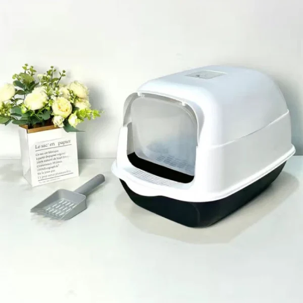 Voltsify Detachable Cat Litter Box with 180° Flip-Top & Scoop & Deodorant