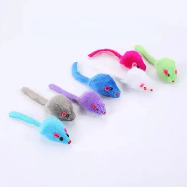 7Pcs Furry Plush Cat Toy Soft Solid Interactive Mice Toys For Kitten