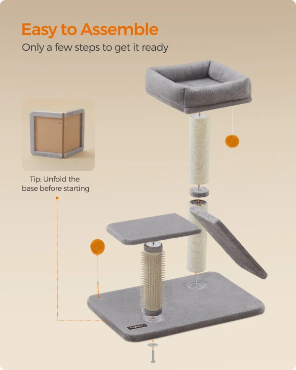 Feandrea Multifunctional Cat Scratcher with Rotatable Scratching Ramp