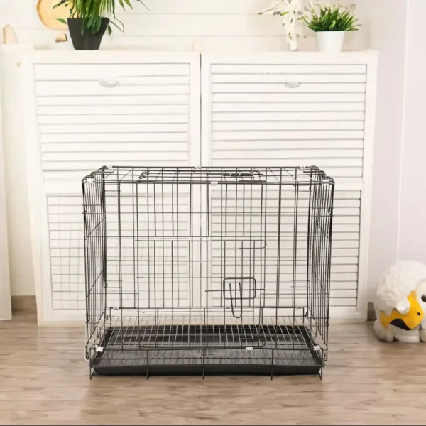 2 Doors Wire Pet Crate with Plastic Tray W 50 cm