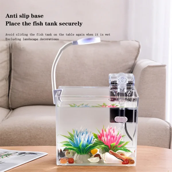 Transparent Aquarium Tank with Clip On Lamp