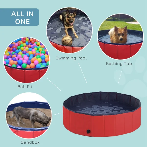 PawHut Pet Paddling Pool Cat, Dog Indoor/ Outdoor Foldable Diameter