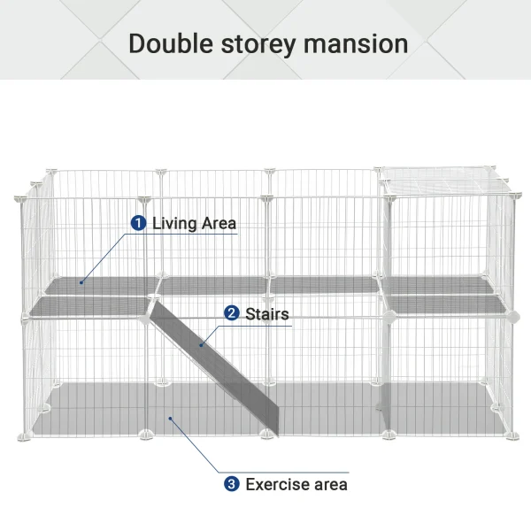SONGMICS 2-Floor Metal Pet Playpen, 36 Grid Panels
