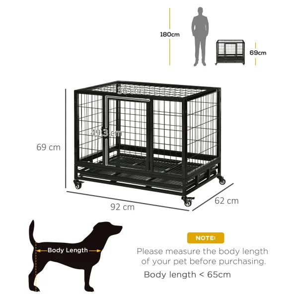 Metal Kennel Cage with Wheels and Crate Tray