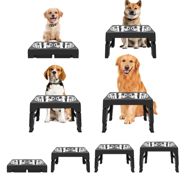 Multiple Height-Adjustable Dog Bowl
