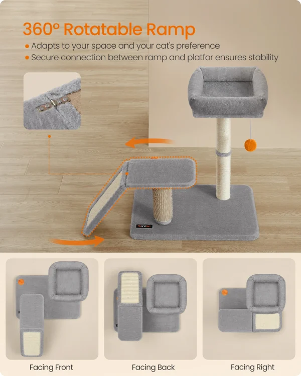 Feandrea Multifunctional Cat Scratcher with Rotatable Scratching Ramp