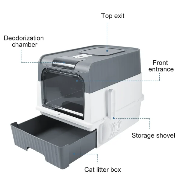 Large Cat Litter Box - Odor-Resistant, Fully Enclosed