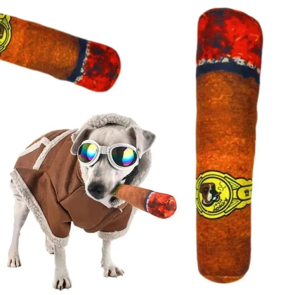 1/2pcs Funny Cigar Design Pet Grinding Teeth Squeaky Plush Toy