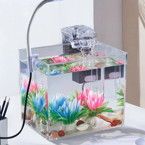 Transparent Aquarium Tank with Clip On Lamp