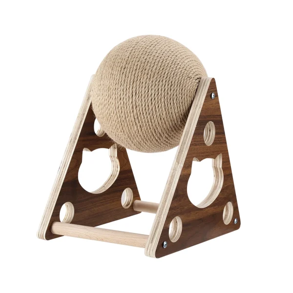 Tieker Solid Wood Cat Scratching Ball 360° Rotatable