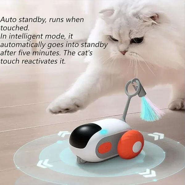 Interactive Cat Toy Bundle: Remote Control Electric Car Feather Wand & Mouse Puzzle