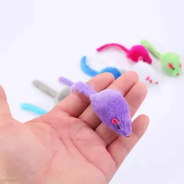 7Pcs Furry Plush Cat Toy Soft Solid Interactive Mice Toys For Kitten