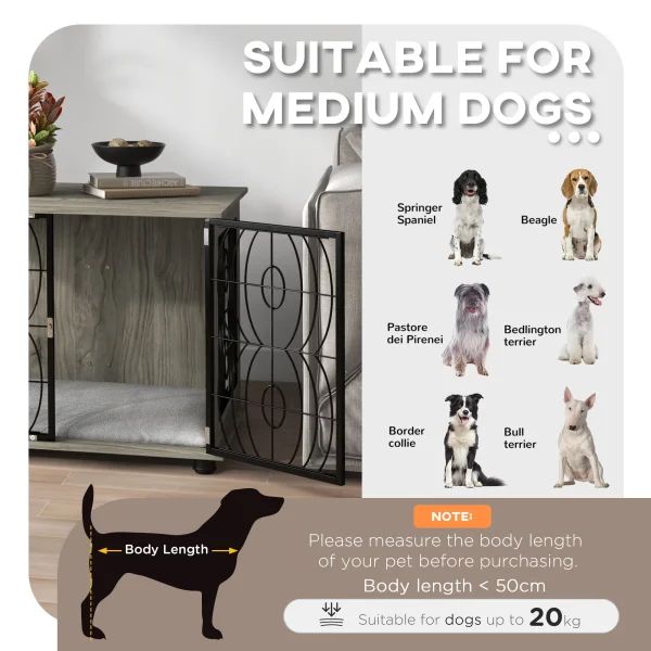 Dog Crate Furniture End Table w/ Cushion