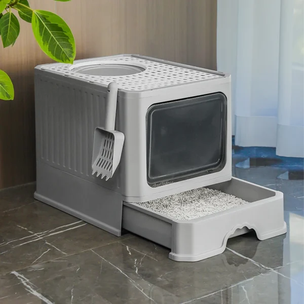 Voltsify Enclosed Cat Litter Box, High-Quality Privacy Space Featuring Top Filter Panel