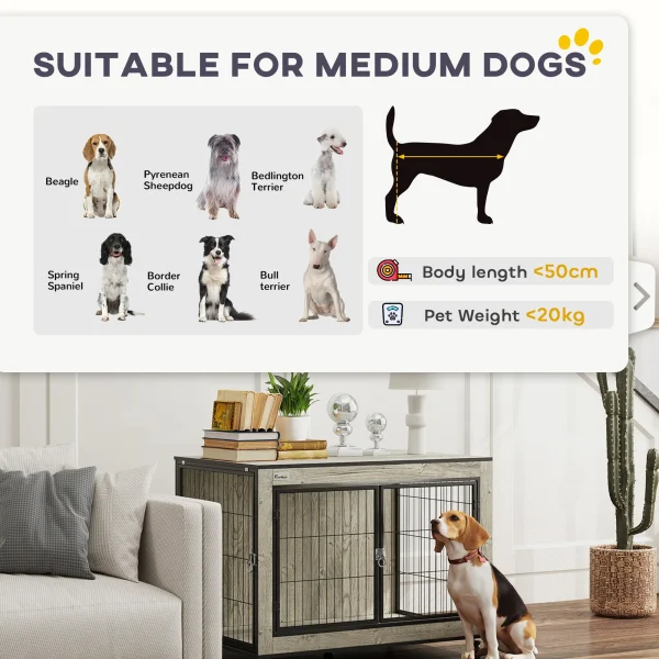 Dog Crate Furniture on Wheels, for Medium Dogs