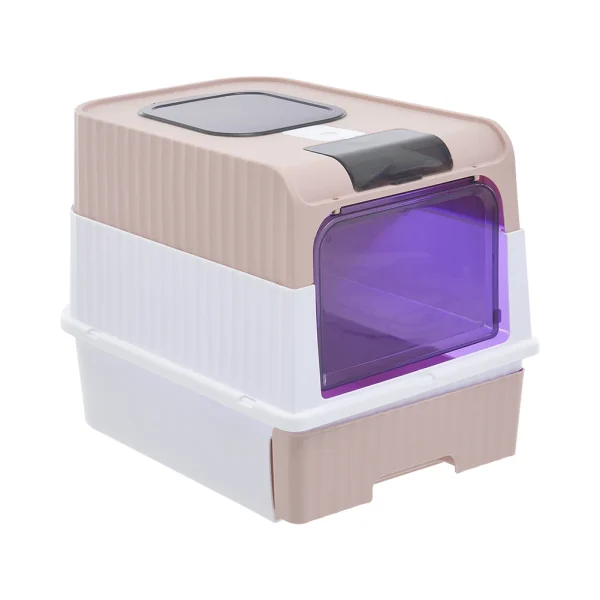 Fully enclosed UV sterilizing cat litter box