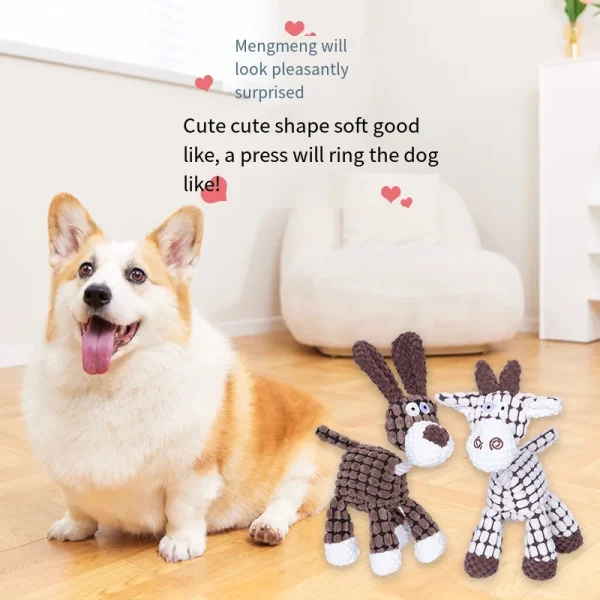 Plush Dog Toy Animals Shape Bite Resistant Squeaky Toys Corduroy Dog Toys for Small Large Dogs Puppy Pets Training Accessories