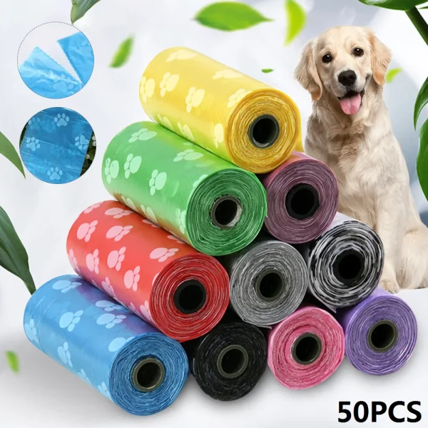 50pcsBone-Printed Pet Waste Bags,Portable
