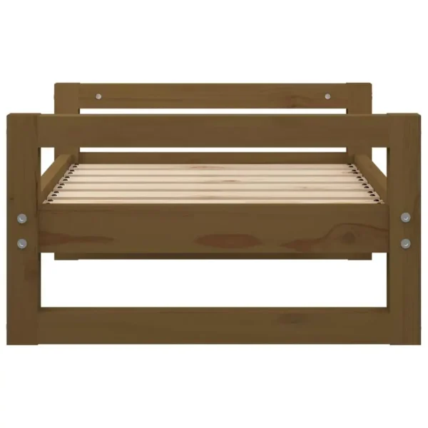 Stylish Brown Dog Bed - Solid Pine Wood