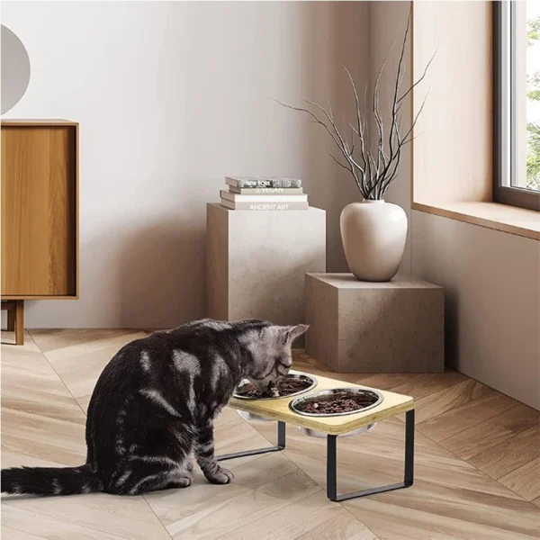Tieker Elevated Pet Feeder Double Bowl 10° Stainless Steel