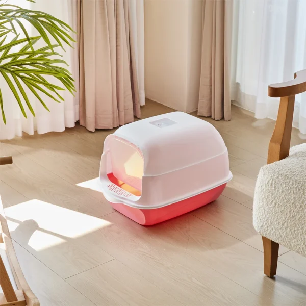 Voltsify Detachable Cat Litter Box with 180° Flip-Top & Scoop & Deodorant