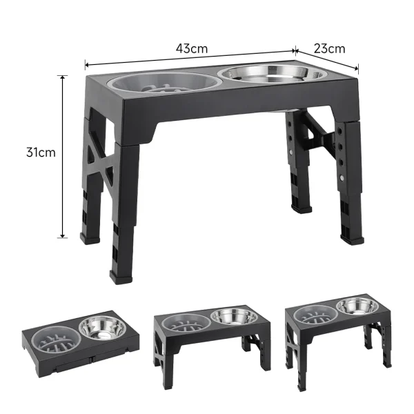 5-Level Adjustable Elevated Dog Feeder with 2 Bowls