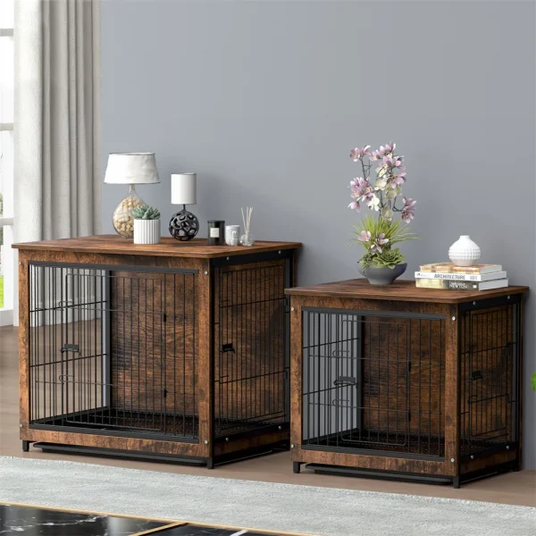 Large Dog Kennel with Double Door and Removable Tray